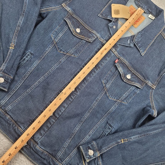 Levi Strauss & Co Mens Standard Denim Jacket Blue XL Cotton Blank Red Tab Irreg - Picture 4 of 12